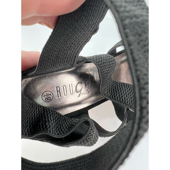 Rouge 8.5 Black Strappy Sling-back Stretch Cork Platform Wedge Women's Shoes - Picture 5 of 9